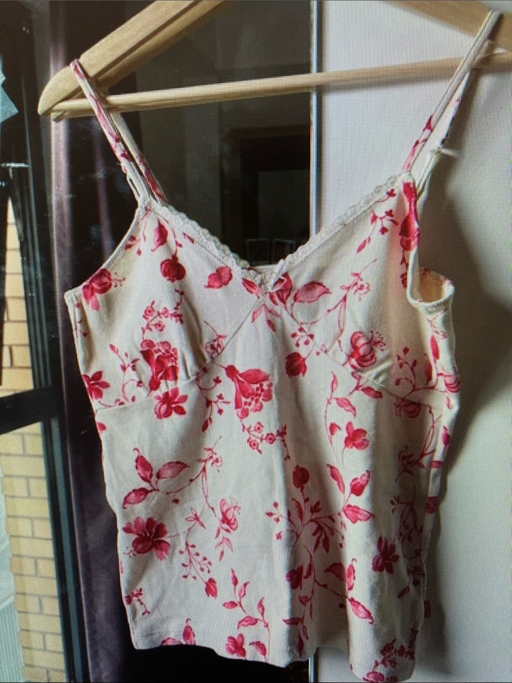 Jack by BB Dakota Cream Floral Tank with Pink Red Print